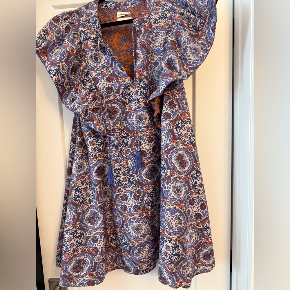 Chufy Memories of Ancient Burma Dress in Blue and Red Size Small